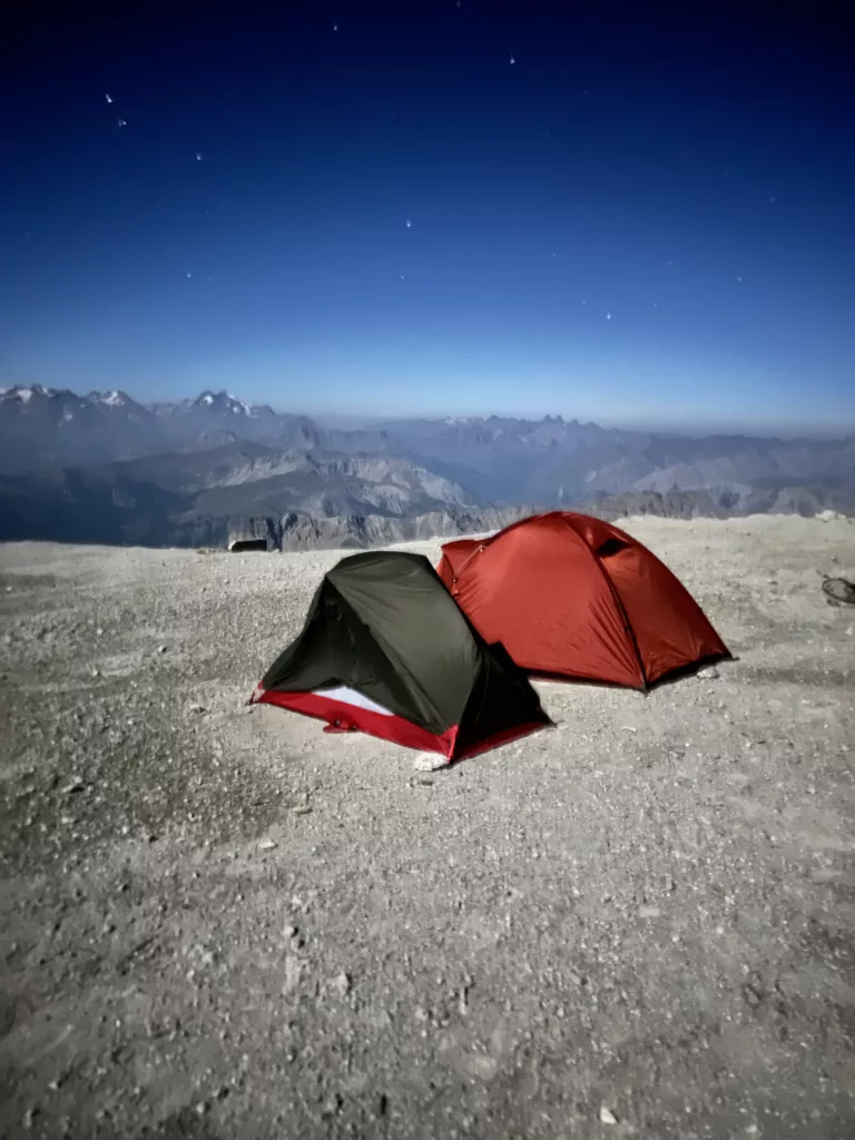 Camping at the summit of the Mont Chaberton